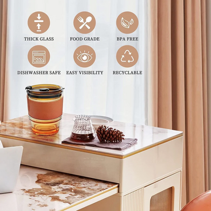 Gorgeous Travel Coffee Tumbler with Leather Grip & Straw